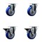 Service Caster 4'' Blue Poly Wheel Swivel Top Plate Caster Set with 2 Posi Brakes, 4PK SCC-20S414-PPUB-BLUE-2-PLB-2 - alternate 1